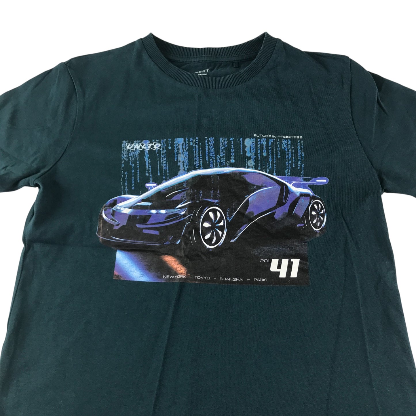 Next t-shirt 11-12 years navy super-car graphic design cotton