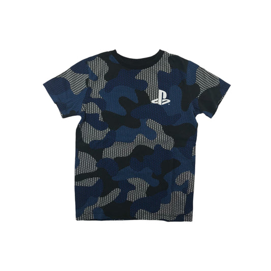 Next T-shirt 7 years Blue and Navy Camo PlayStation Logo