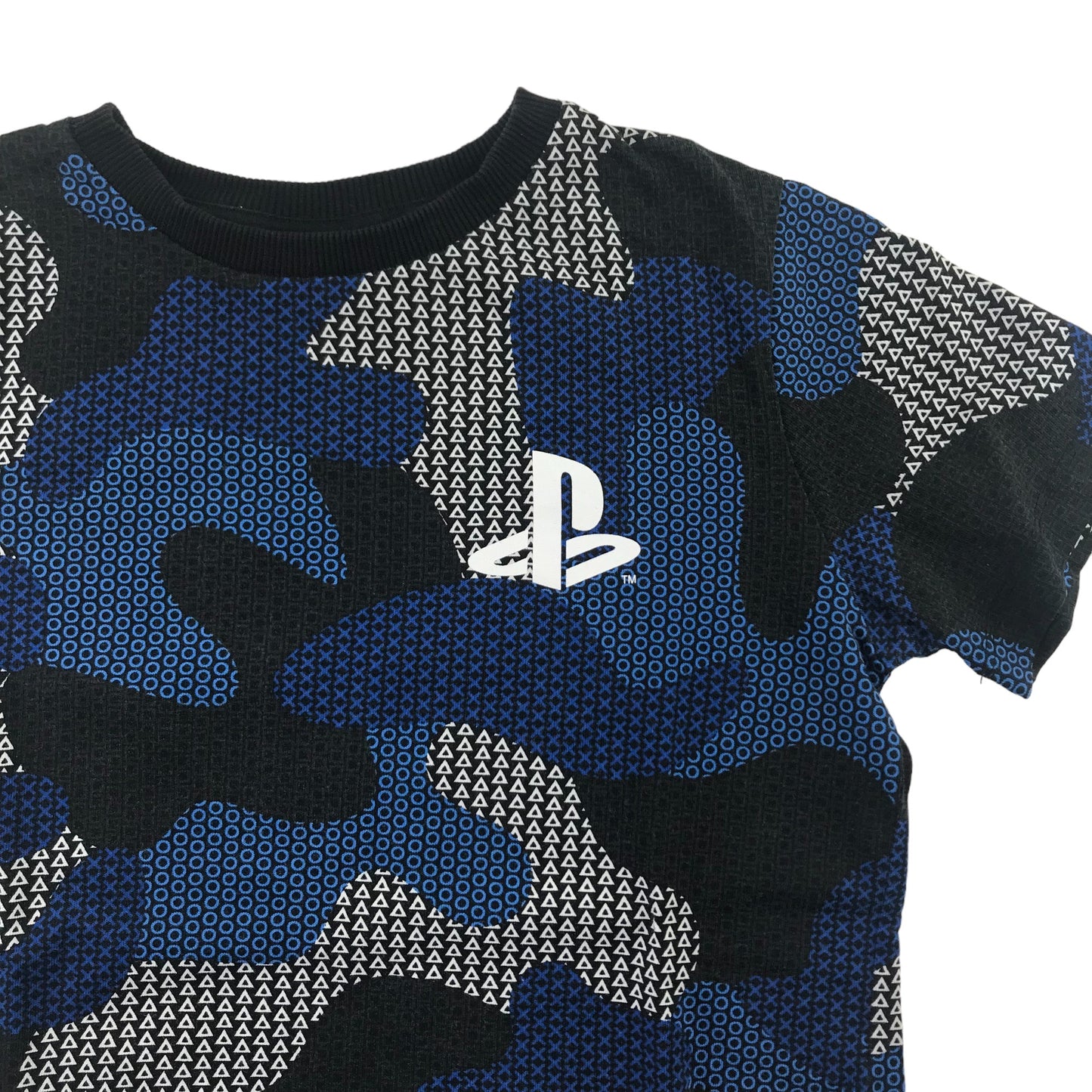 Next T-shirt 7 years Blue and Navy Camo PlayStation Logo