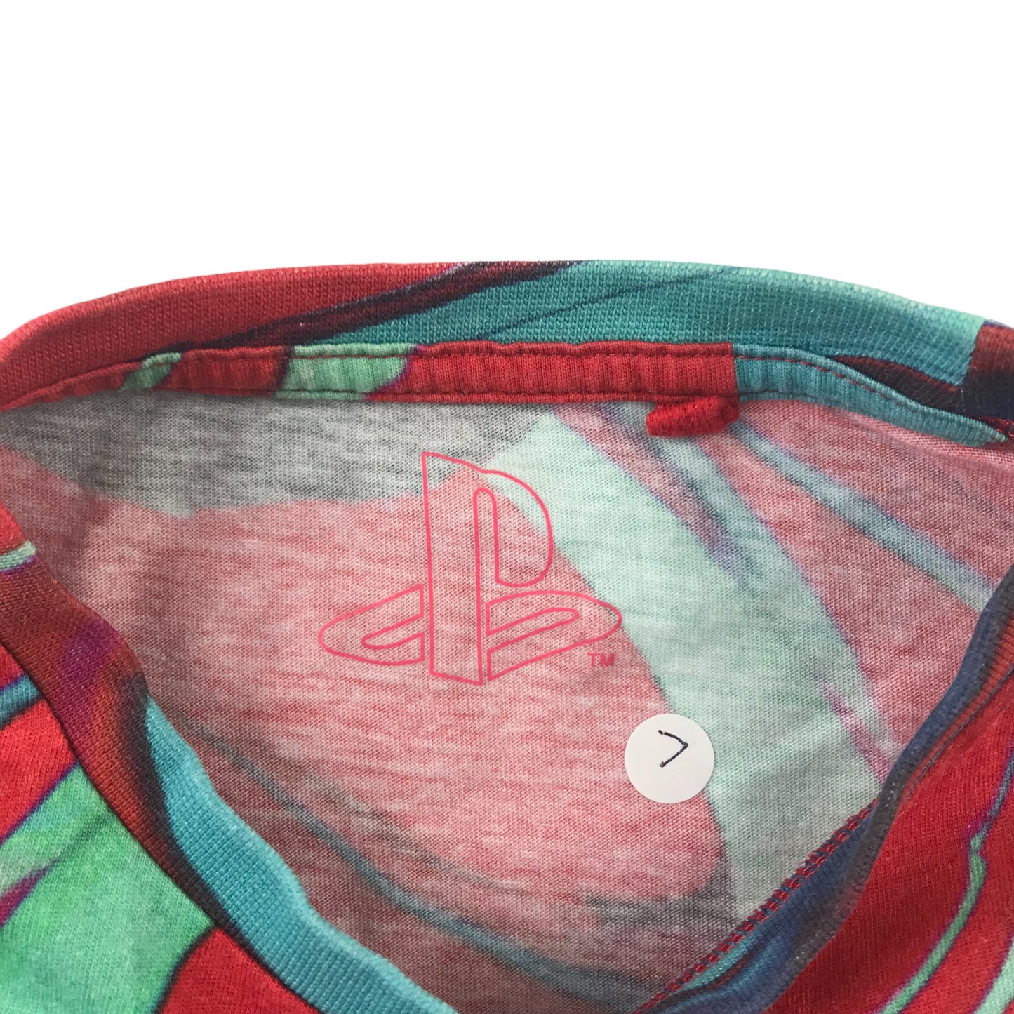 Next T-shirt 7 years red and blue wave big PlayStation graphic logo print cotton