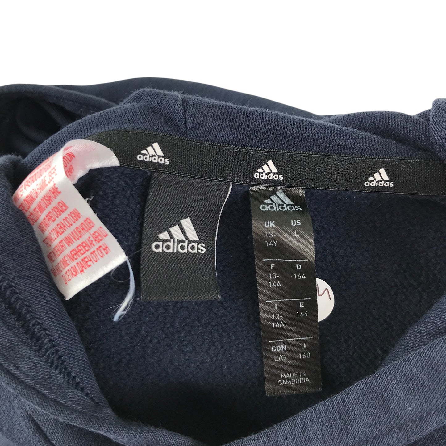 Adidas hoodie 13-14 years navy pullover with logo print
