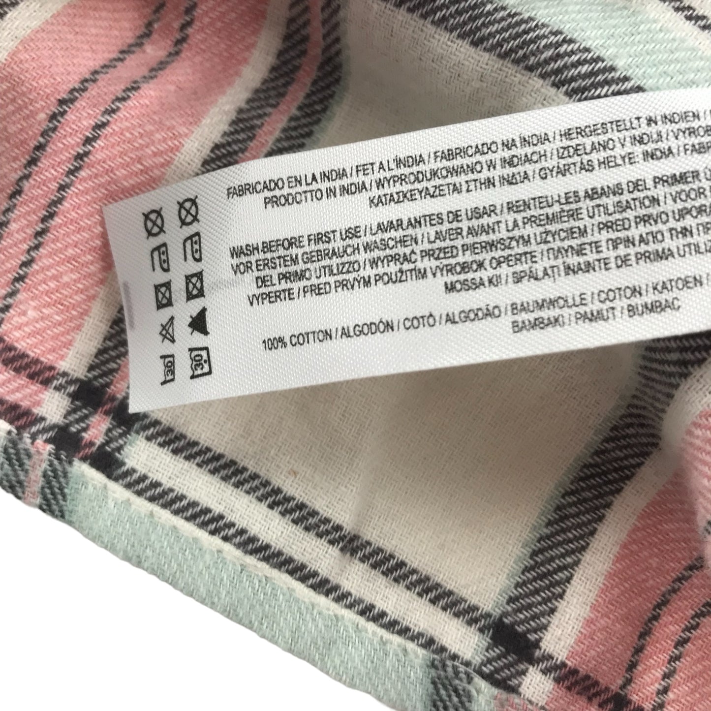 Primark Shirt Age 4 Pink white Checked Long Sleeve Button Up Cotton