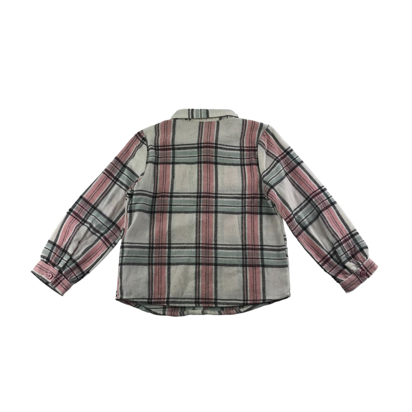 Primark Shirt Age 4 Pink white Checked Long Sleeve Button Up Cotton