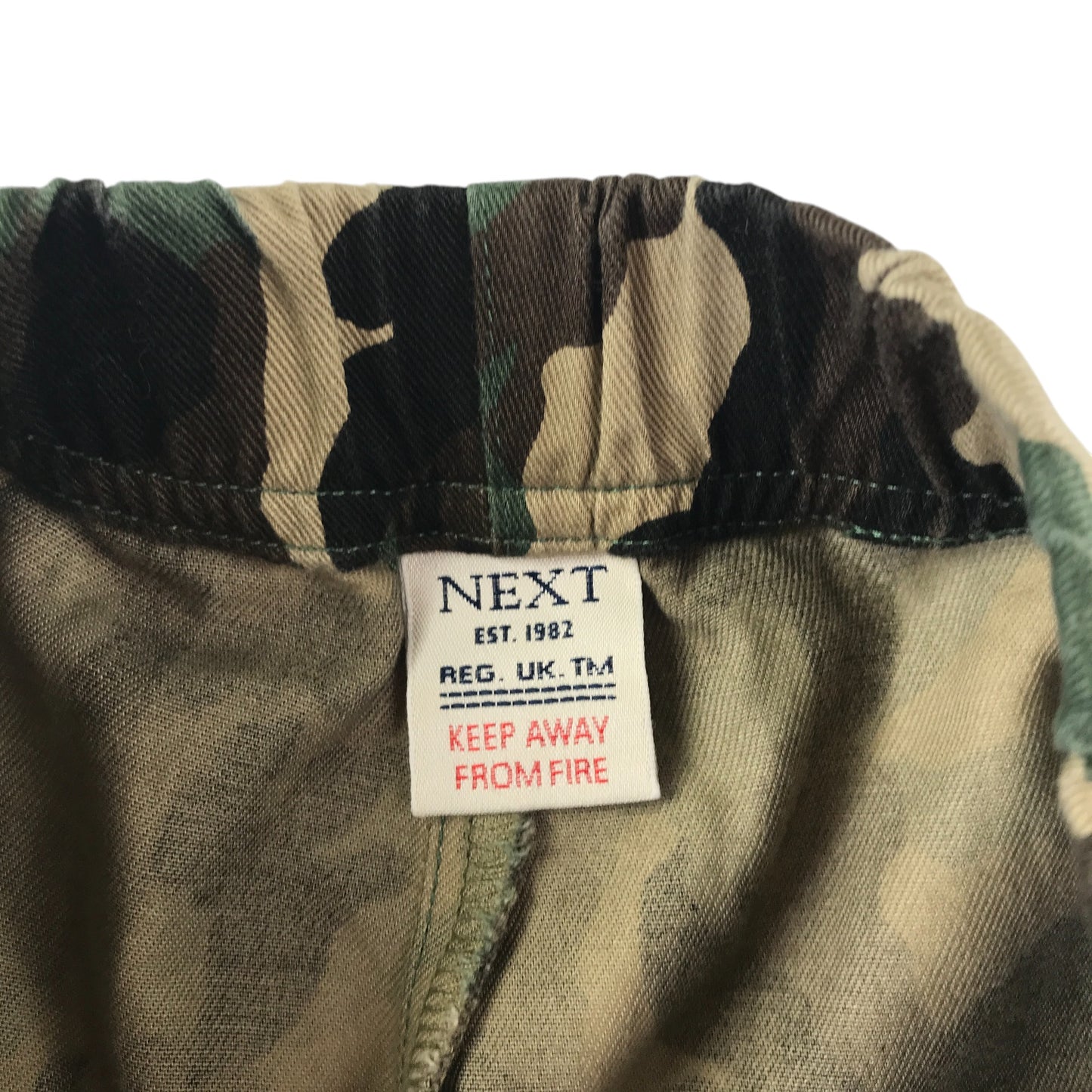Next trousers 5-6 years khaki and brown camo wide leg pull up cotton