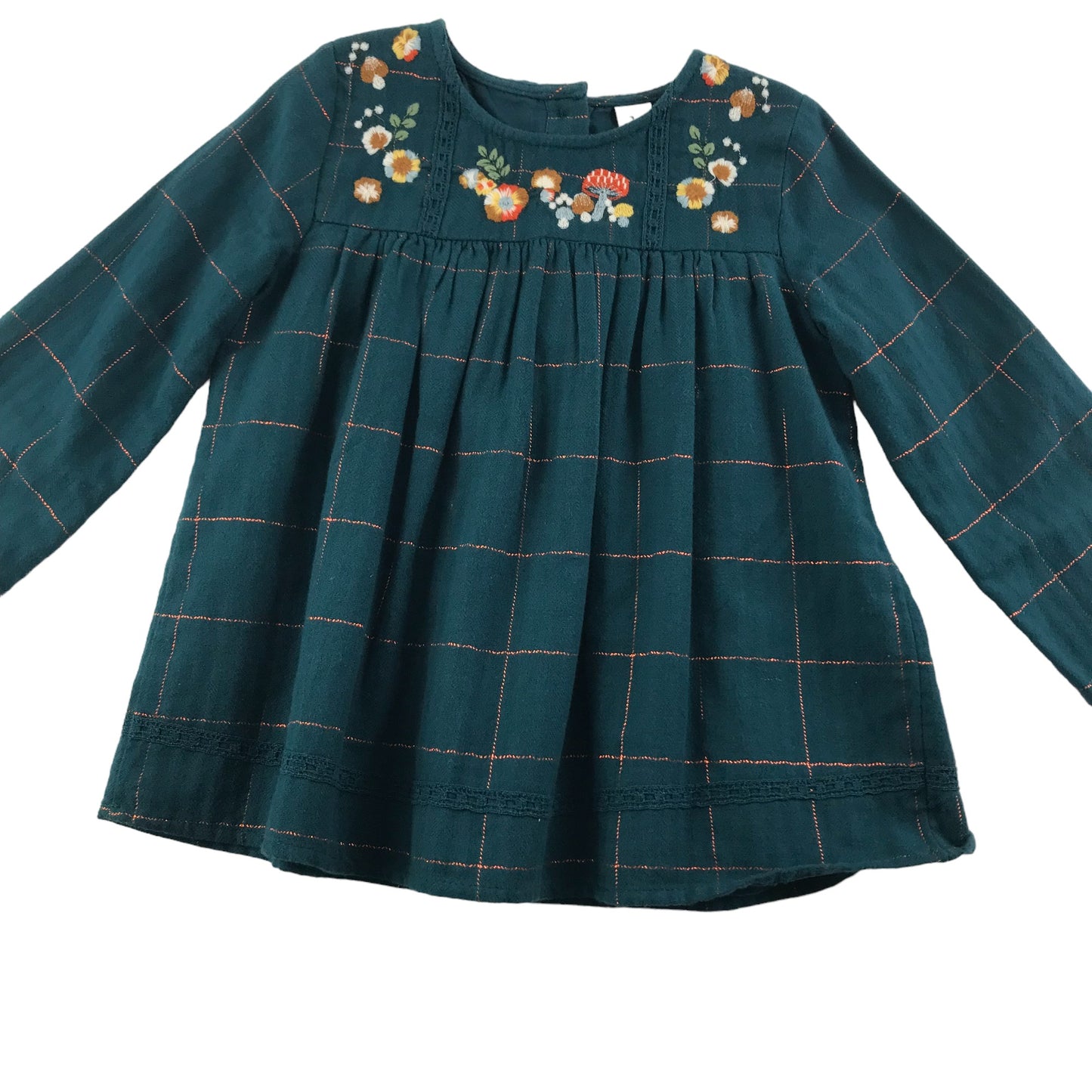 Tu Blouse Age 4 Teal Turquoise embroidered Neckline