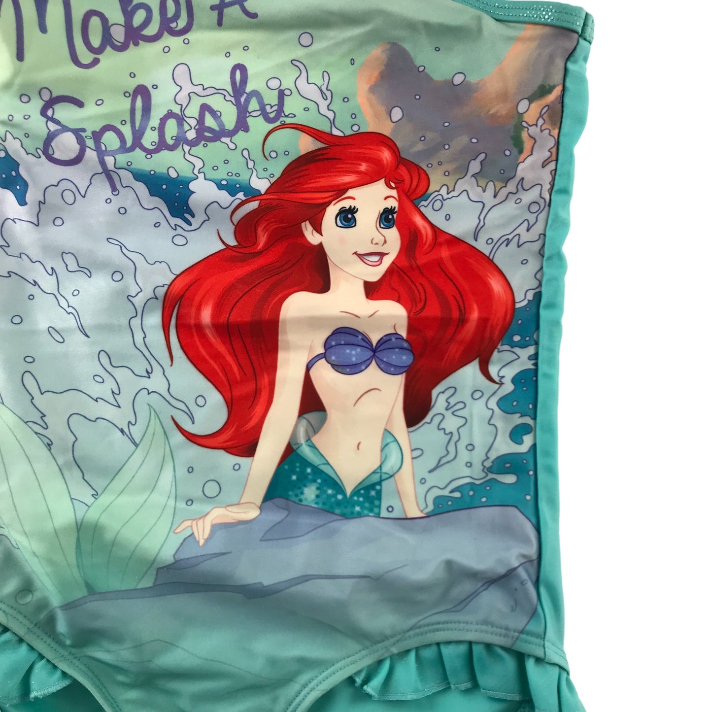 Disney Swimsuit Age 11 Aqua Blue Disney Little Mermaid Ariel One Piece Cossie