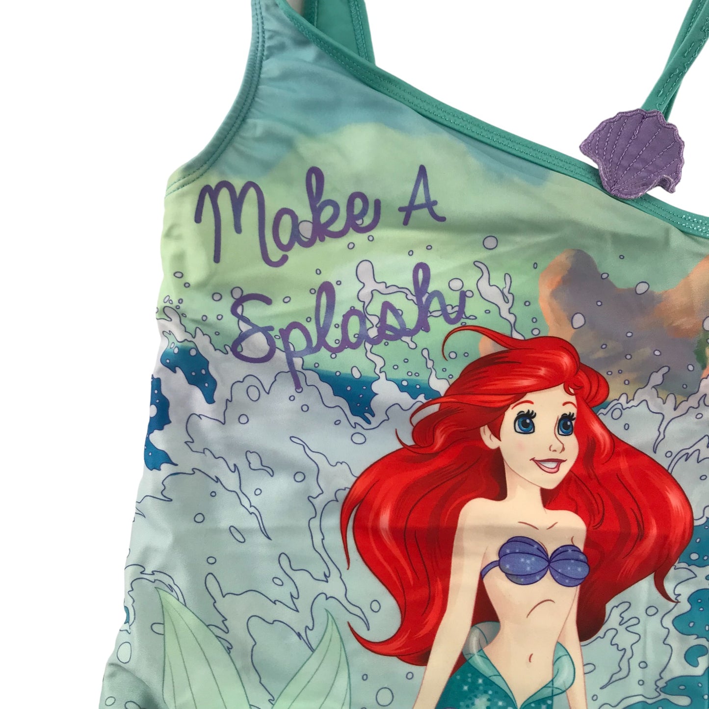 Disney Swimsuit Age 11 Aqua Blue Disney Little Mermaid Ariel One Piece Cossie