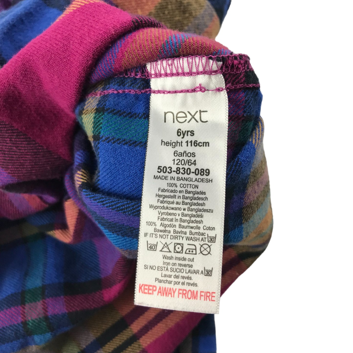 Next Shirt Age 6 Multicolour Check Button Up Cotton