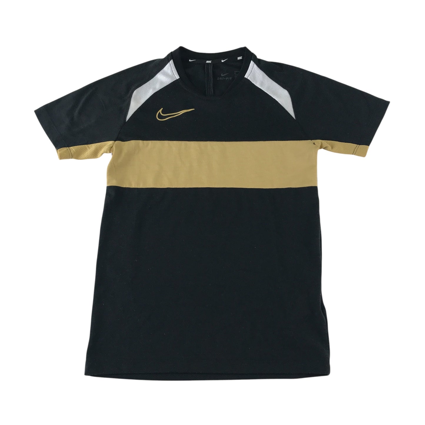 Nike t-shirt 8-9 years black and gold panelled sporty short sleeve