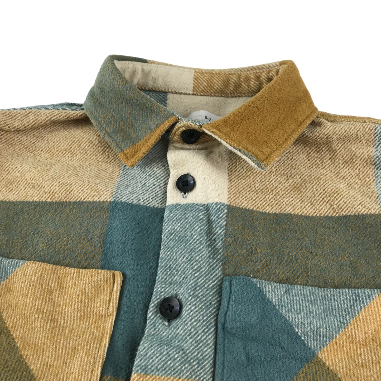 Zara shirt 6-7 years mustard and sage checked flannel cotton