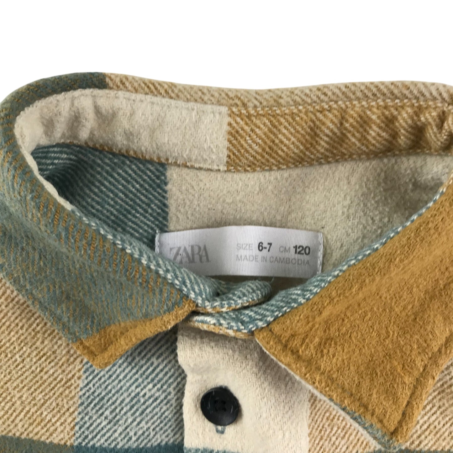 Zara shirt 6-7 years mustard and sage checked flannel cotton