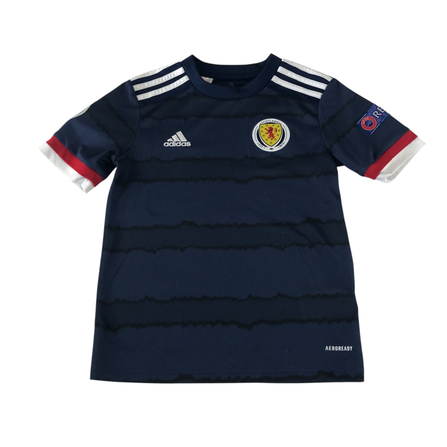 Adidas Scotland Home shirt 2020-22 9-10 years navy blue stripy design short sleeve