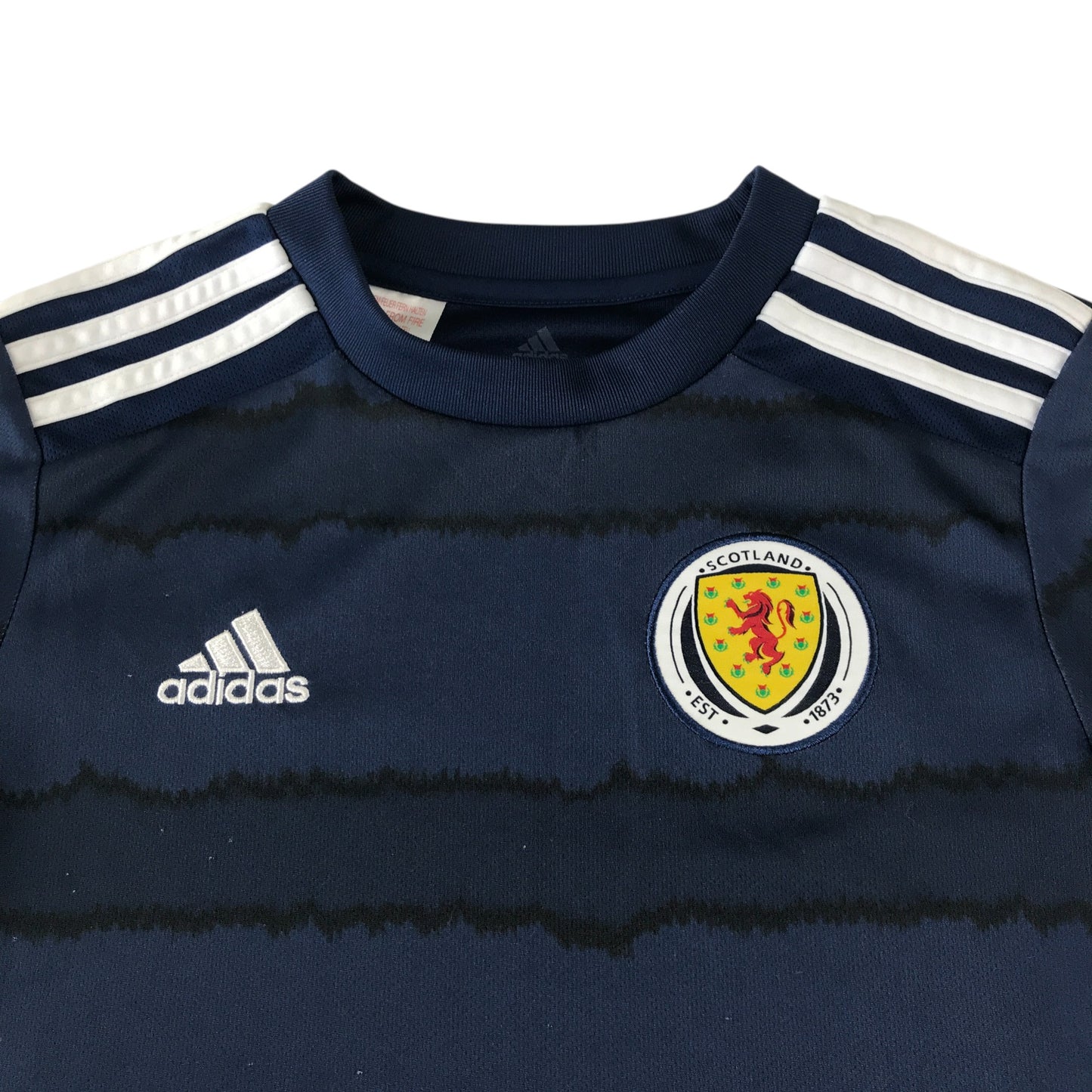 Adidas Scotland Home shirt 2020-22 9-10 years navy blue stripy design short sleeve