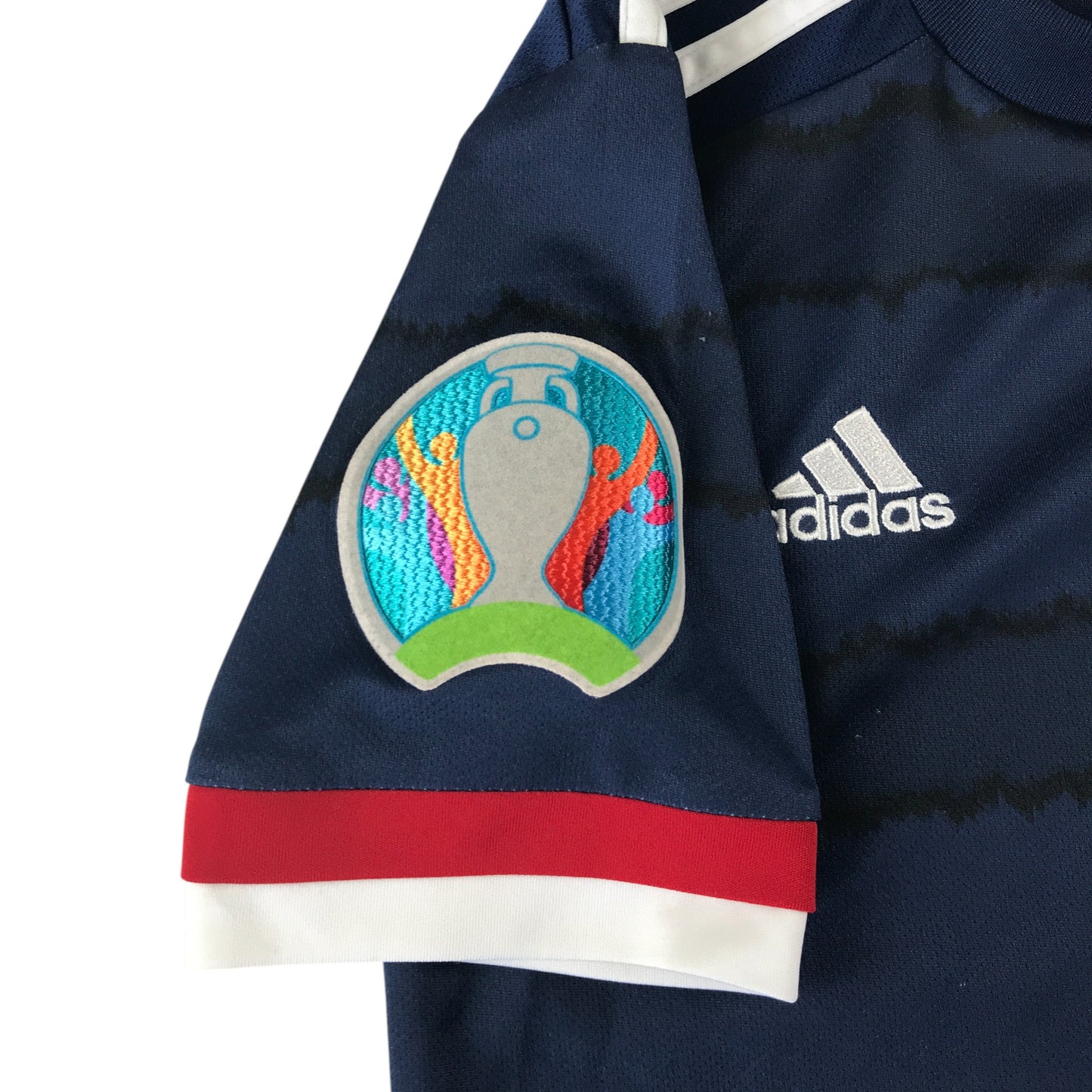 Adidas Scotland Home shirt 2020-22 9-10 years navy blue stripy design short sleeve