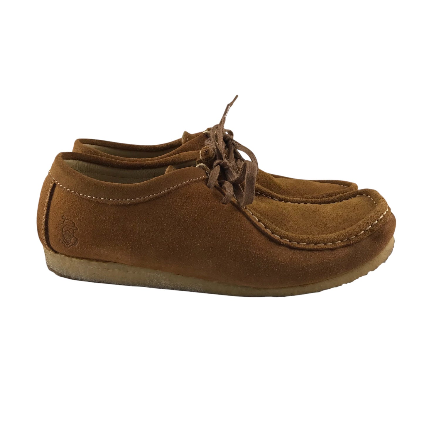 Nanny State shoes shoe size UK 6 camel brown suede moccasin style with laces