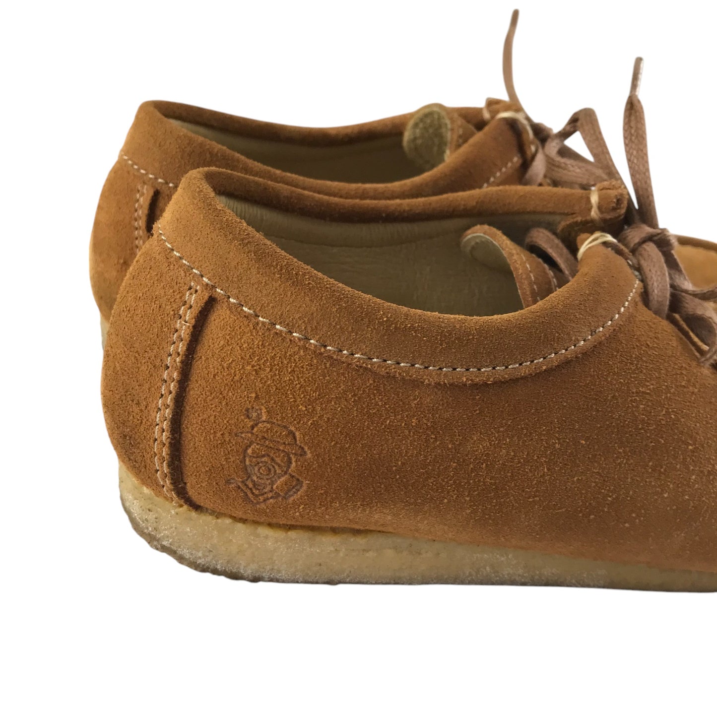 Nanny State shoes shoe size UK 6 camel brown suede moccasin style with laces