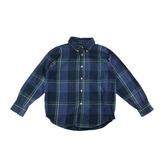 GAP Shirt Age 7 Blue Check Pattern Button Up Cotton