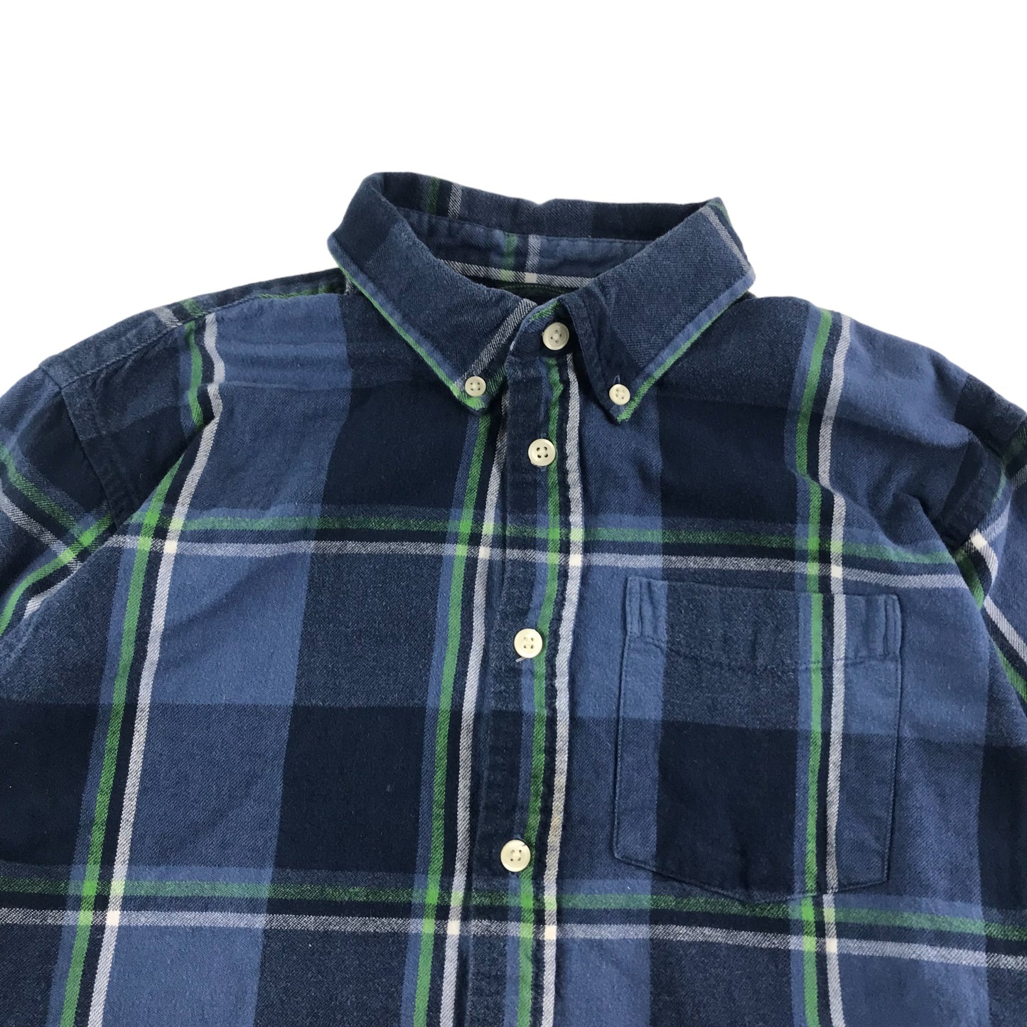 GAP Shirt Age 7 Blue Check Pattern Button Up Cotton