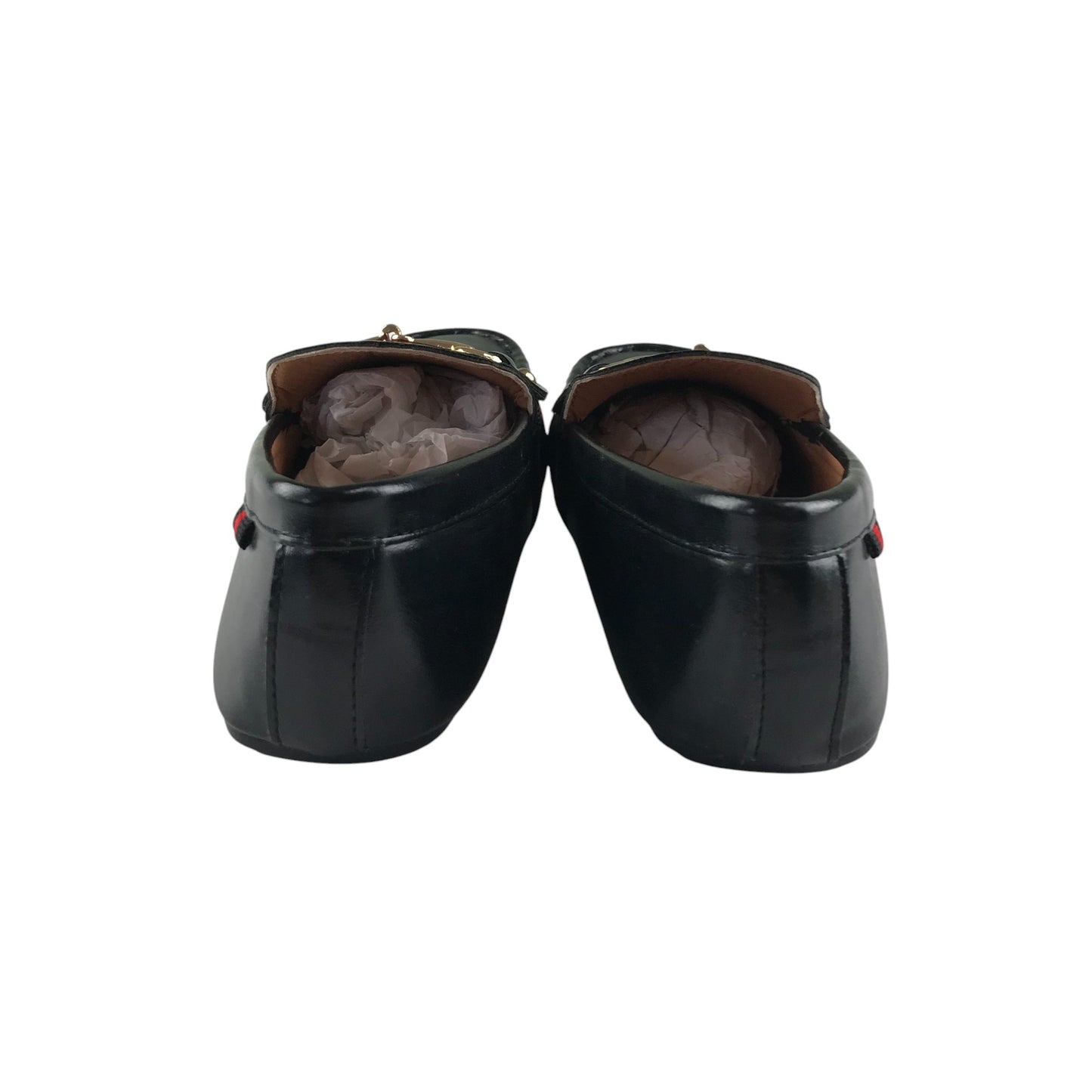 Moccasin style shoes size UK 1 black slip-ons with buckle detail