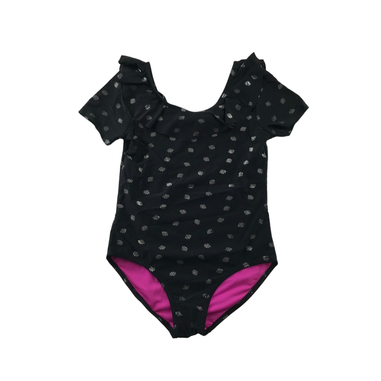 Nutmeg Swimsuit Age 9 Black Silver Seashell One Piece Cossie
