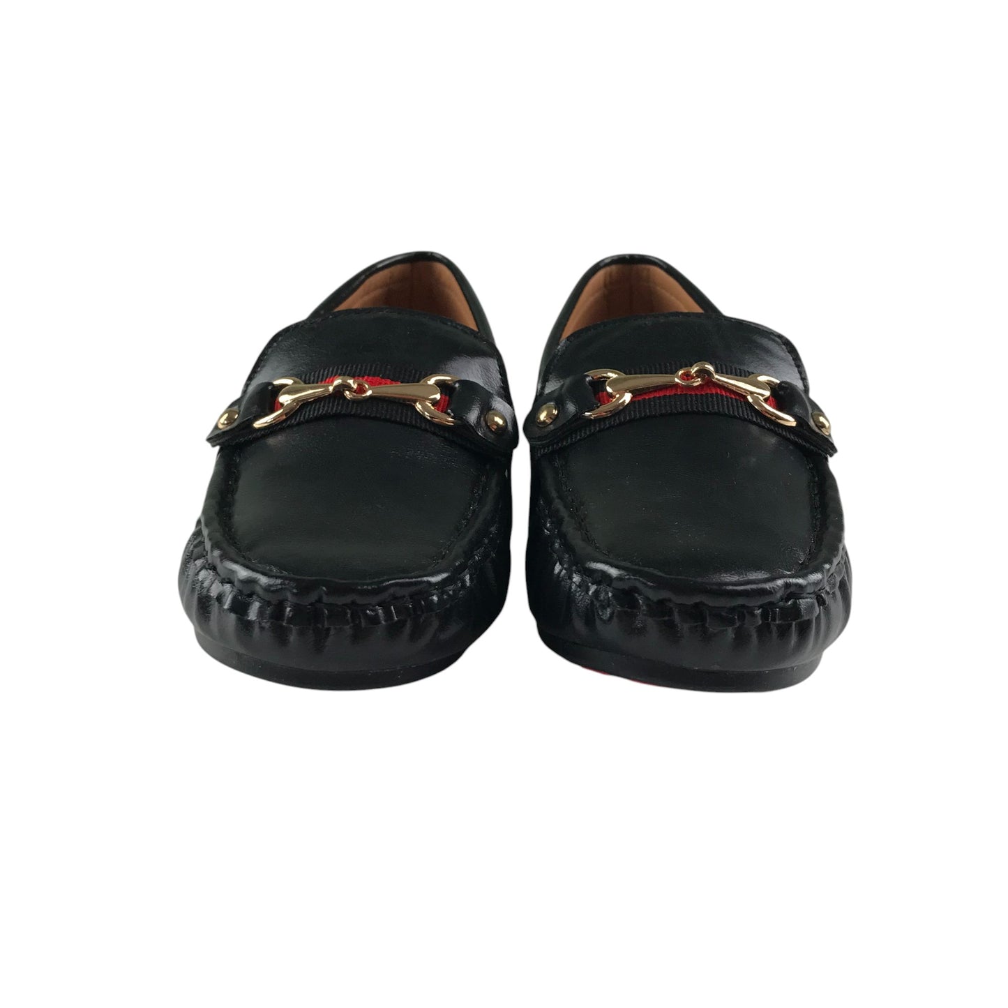 Moccasin style shoes size UK 1 black slip-ons with buckle detail