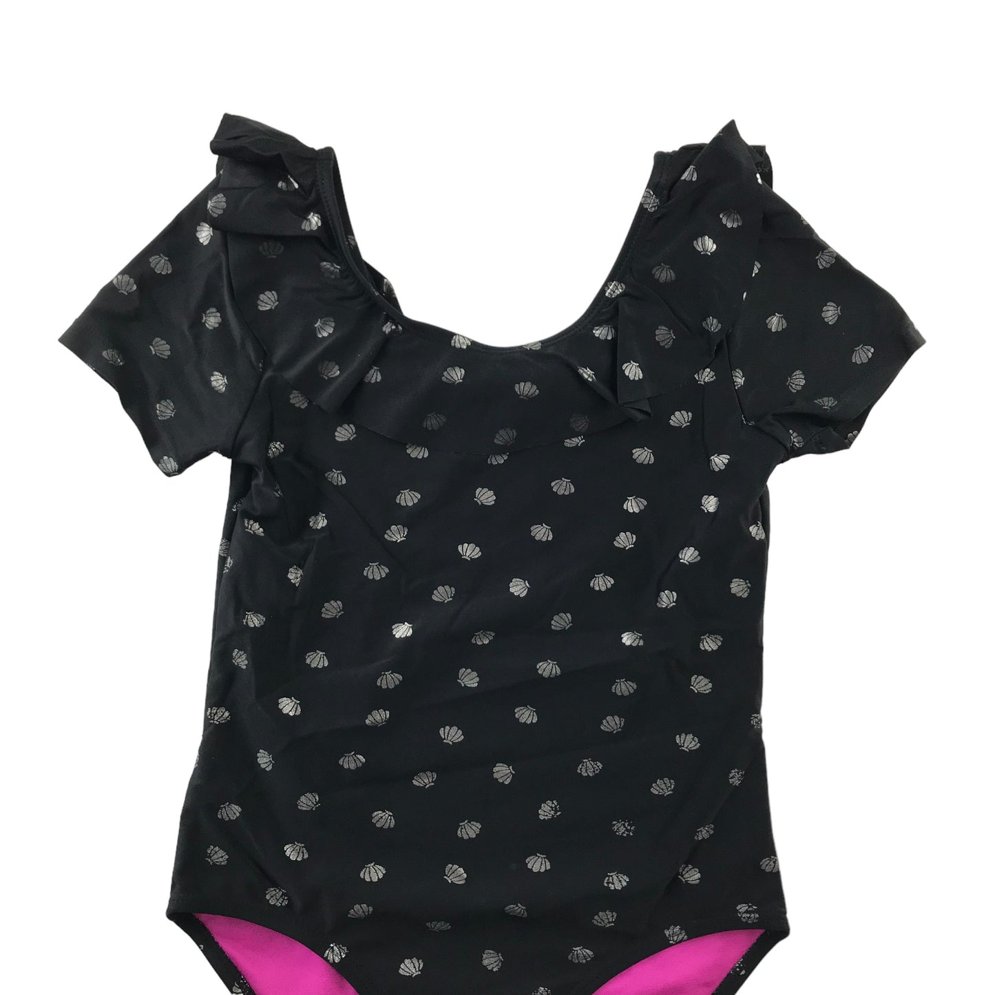 Nutmeg Swimsuit Age 9 Black Silver Seashell One Piece Cossie