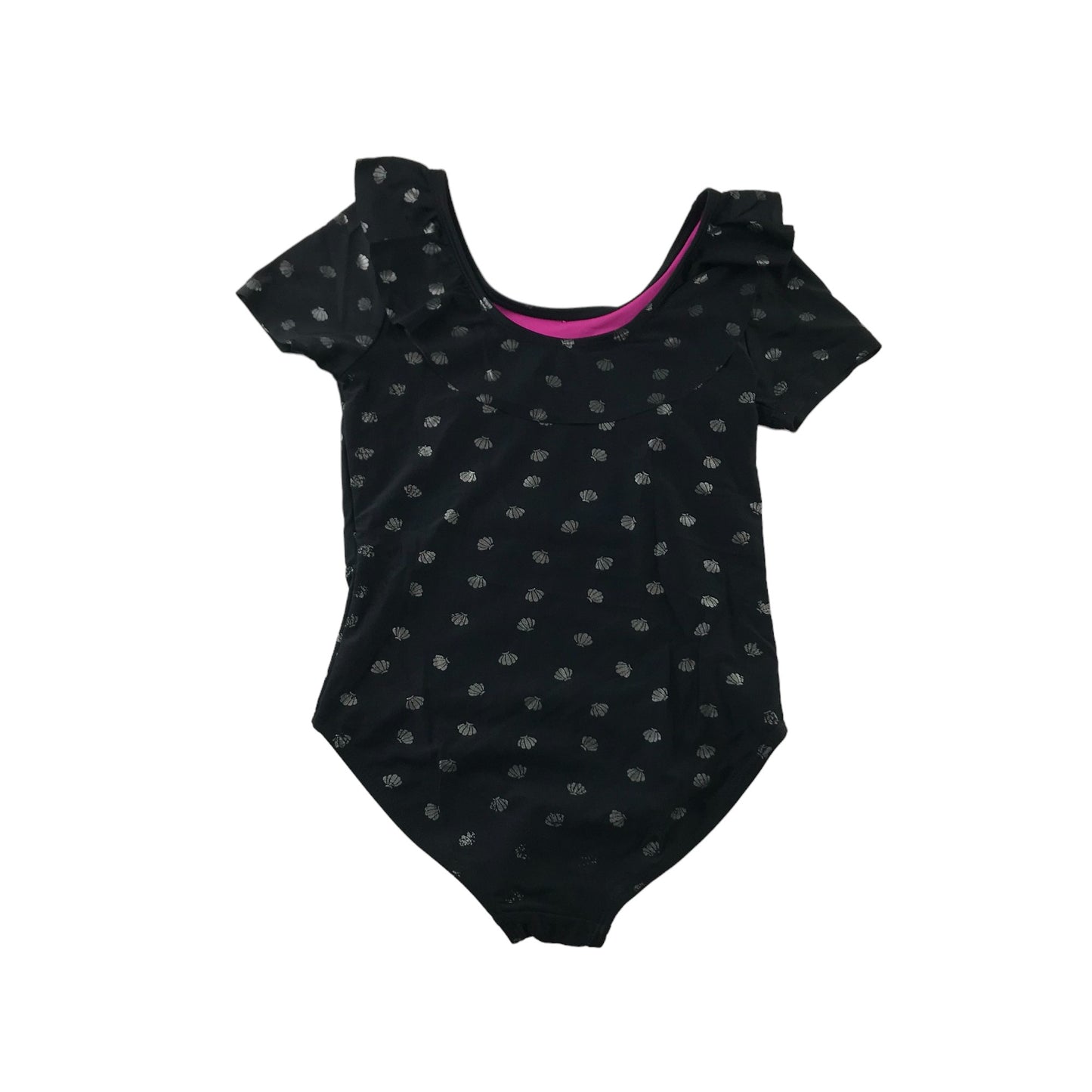 Nutmeg Swimsuit Age 9 Black Silver Seashell One Piece Cossie