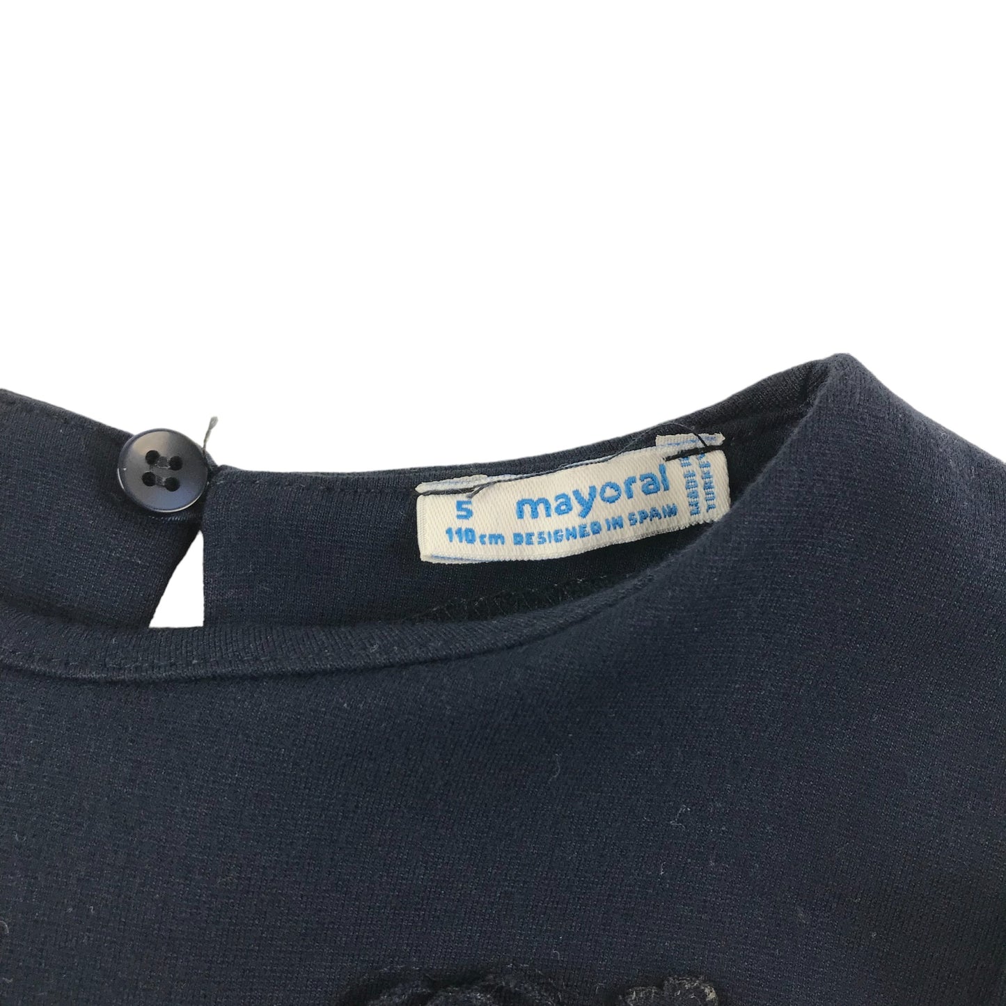 Mayoral Dress Age 5 Navy Blue A-line Flower Details