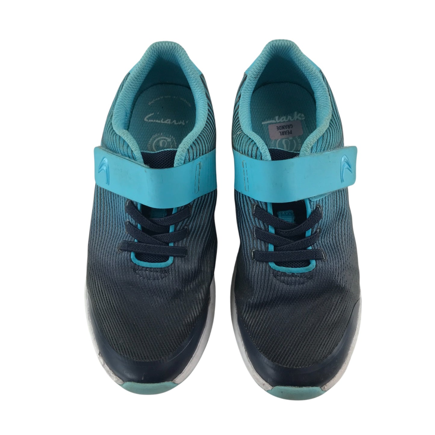 Clarks trainers shoe size 1G navy blue and white colourway