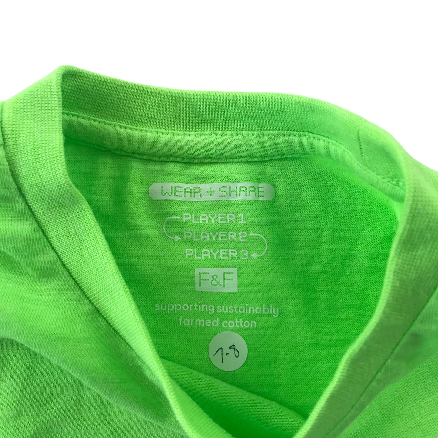 F&F T-shirt 7-8 years green plain gaming new gen