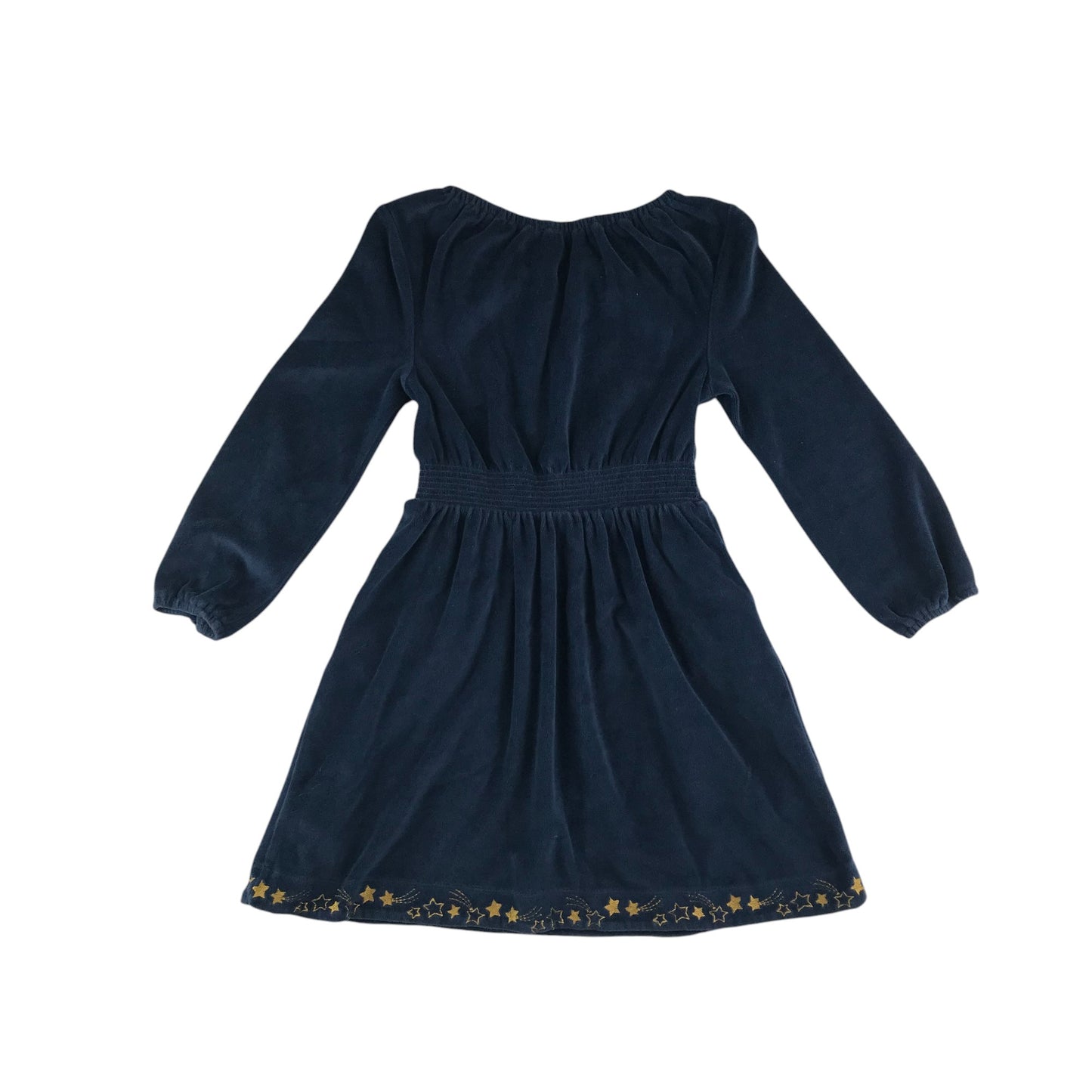 Fatface dress 5-6 years navy blue velour style with shooting stars embroidery
