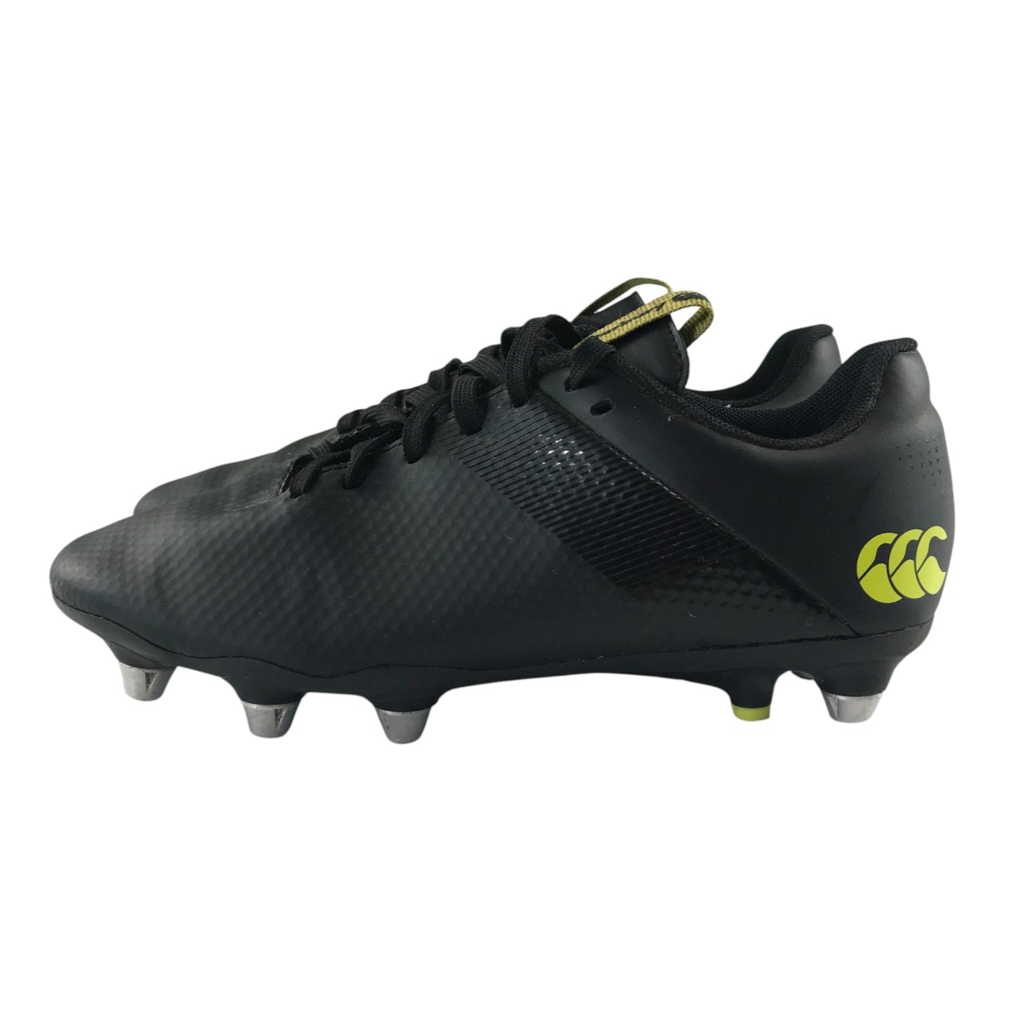 Canterbury rugby boots shoe size UK 6 black with yellow logos