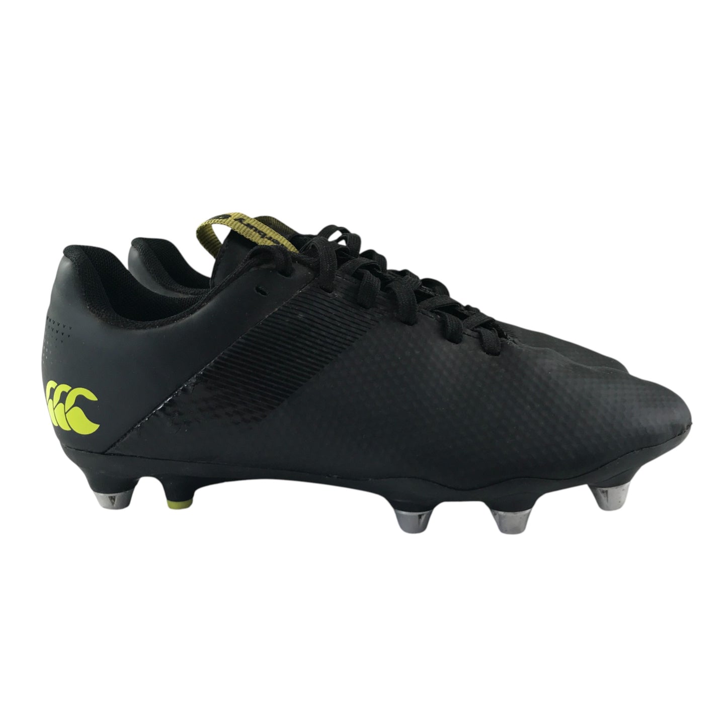 Canterbury rugby boots shoe size UK 6 black with yellow logos