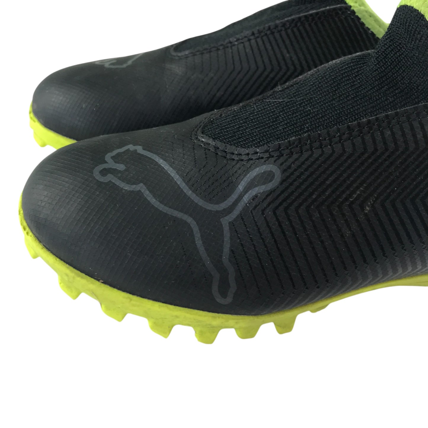 Puma football boots shoe size UK 11 junior black with neon yellow detailing astro turf boots