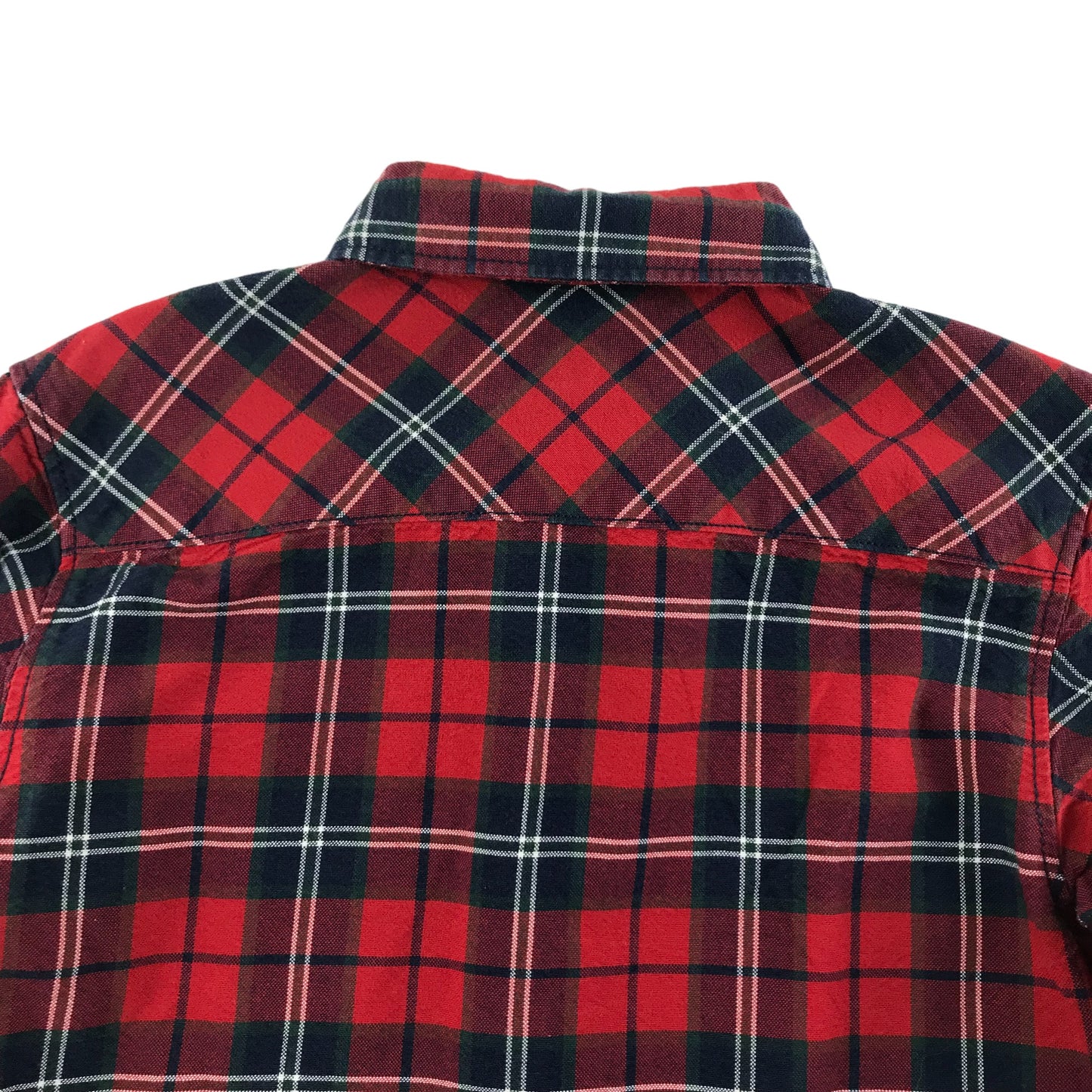 H&M Shirt Age 5 Red Navy Check Pattern Long Sleeve Button Up Cotton