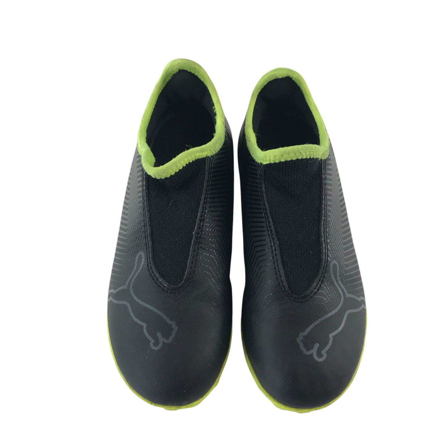 Puma football boots shoe size UK 11 junior black with neon yellow detailing astro turf boots