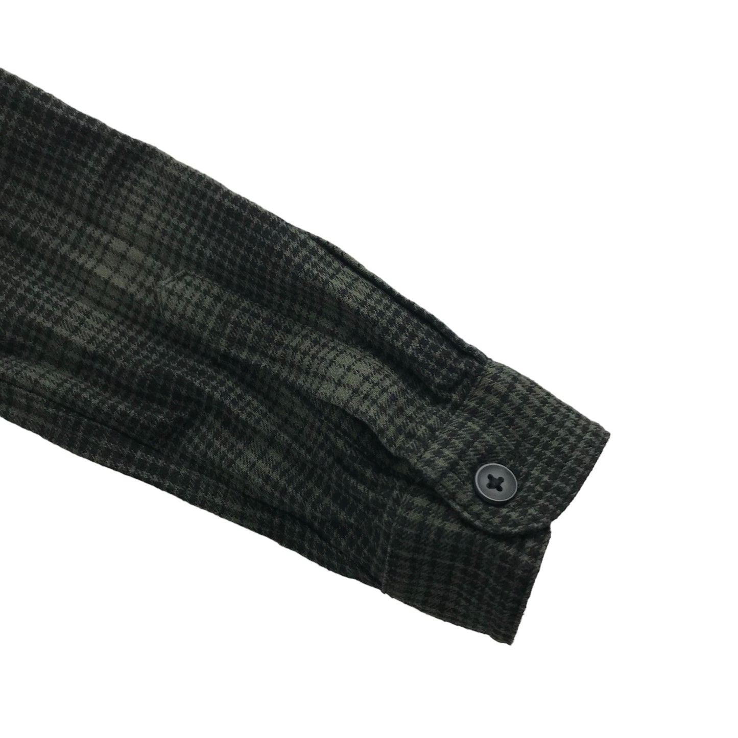Primark Shirt Age 7 Khaki Green Check Pattern Button Up Cotton