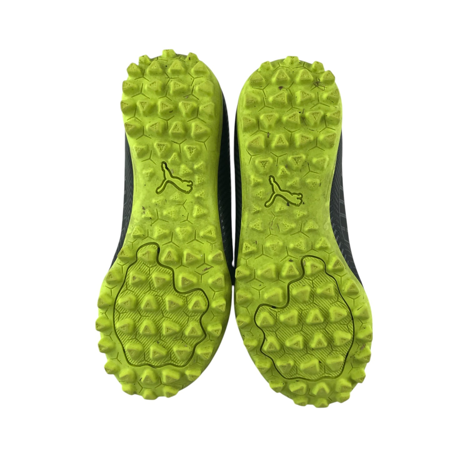 Puma football boots shoe size UK 11 junior black with neon yellow detailing astro turf boots