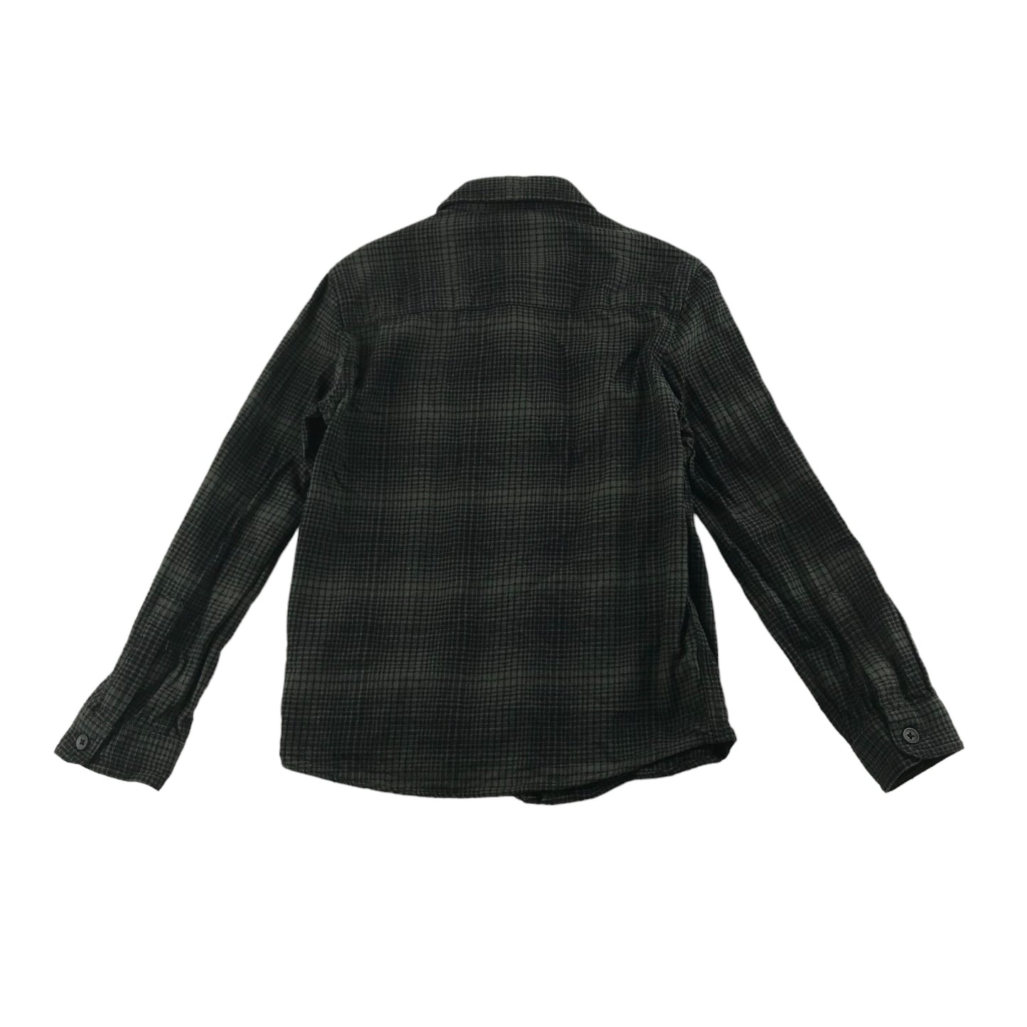 Primark Shirt Age 7 Khaki Green Check Pattern Button Up Cotton