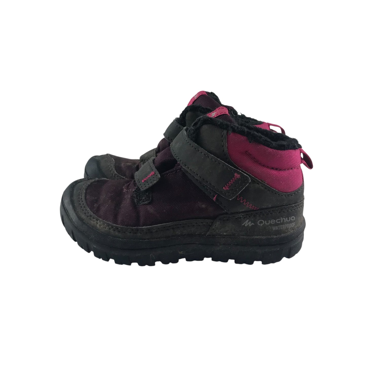 Decathlon walking boots shoe size 9C junior black and pink
