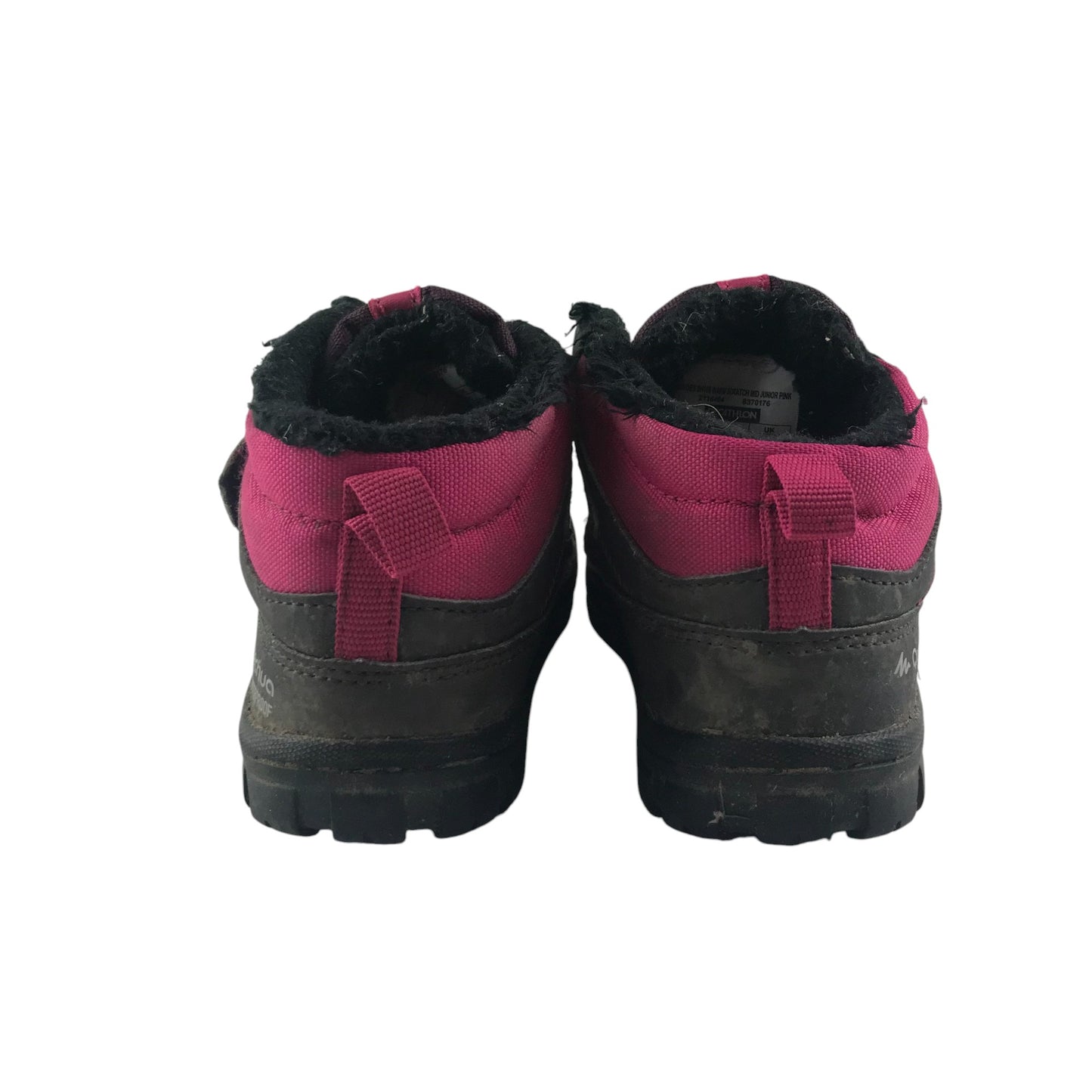 Decathlon walking boots shoe size 9C junior black and pink