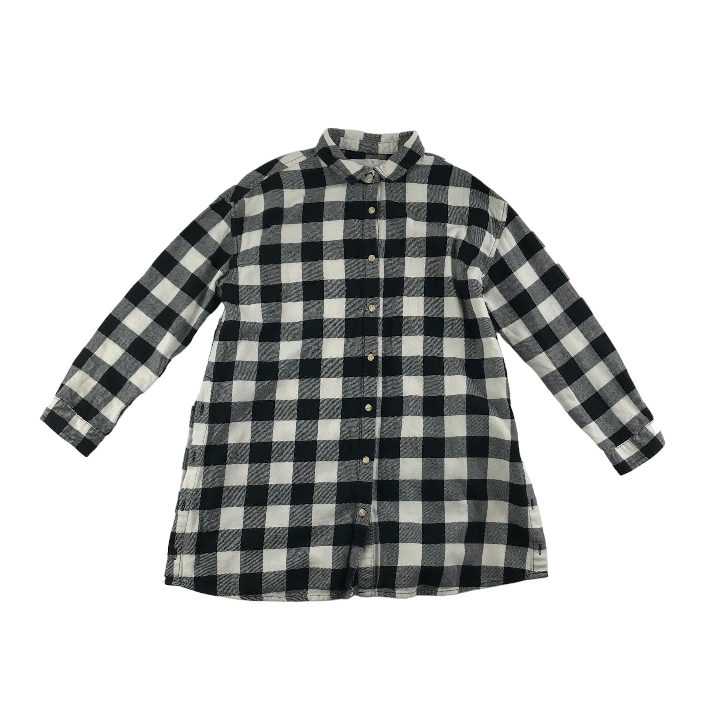 Zara Shirt Age 9 Black and White Check Pattern Button Up Cotton