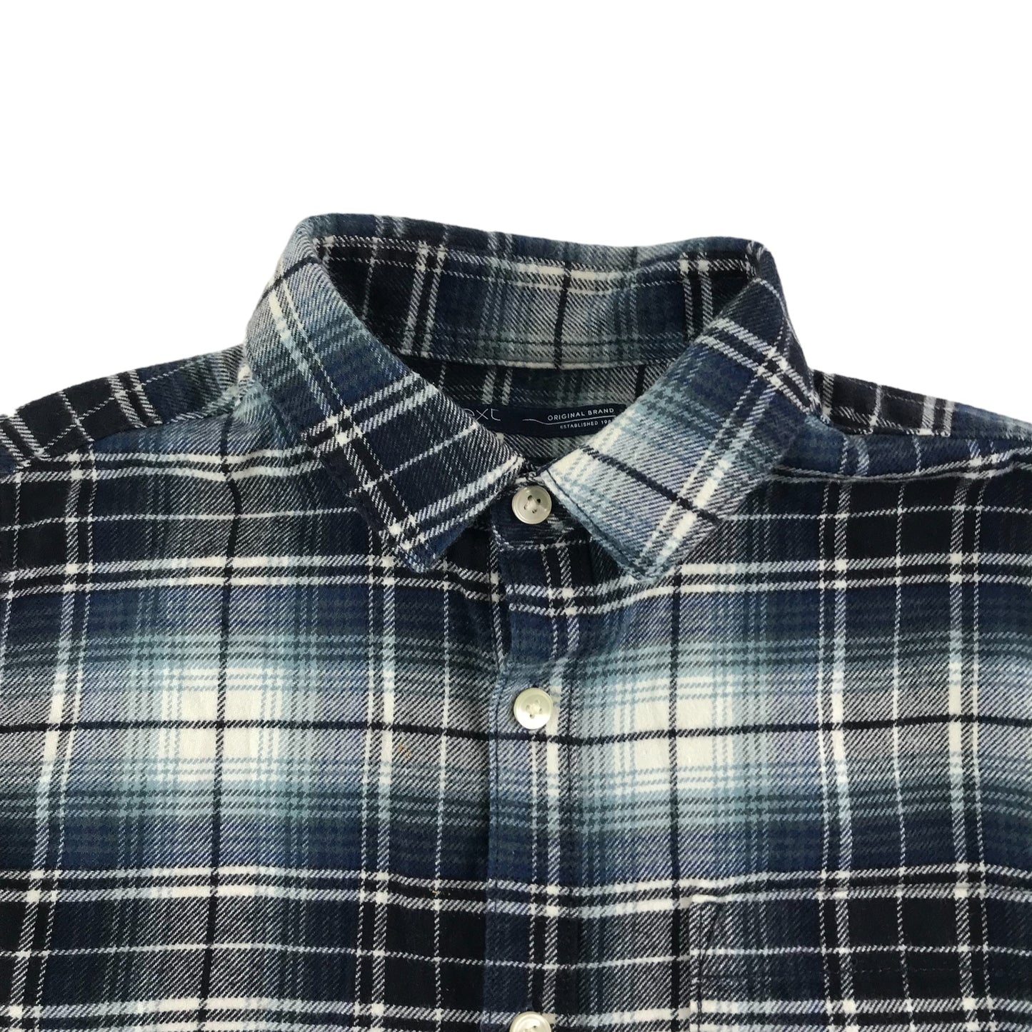 Next Shirt Age 9 Blue Check Pattern Long Sleeve Button Up Cotton