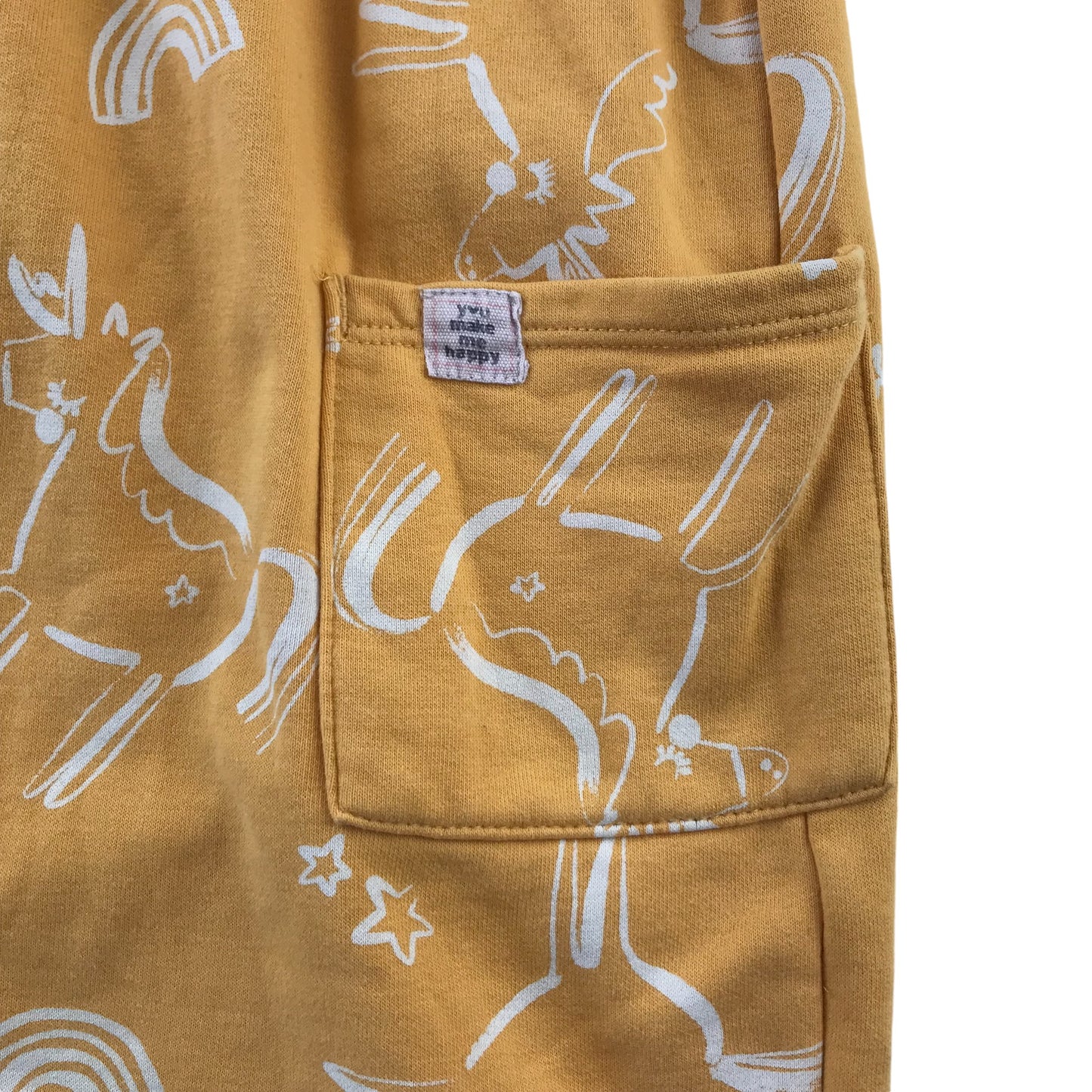 Nutmeg dress 5-6 years yellow unicorn jersey