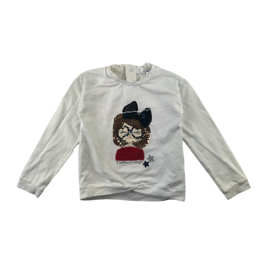 Mayoral sweater 9 years white girl sequin graphic