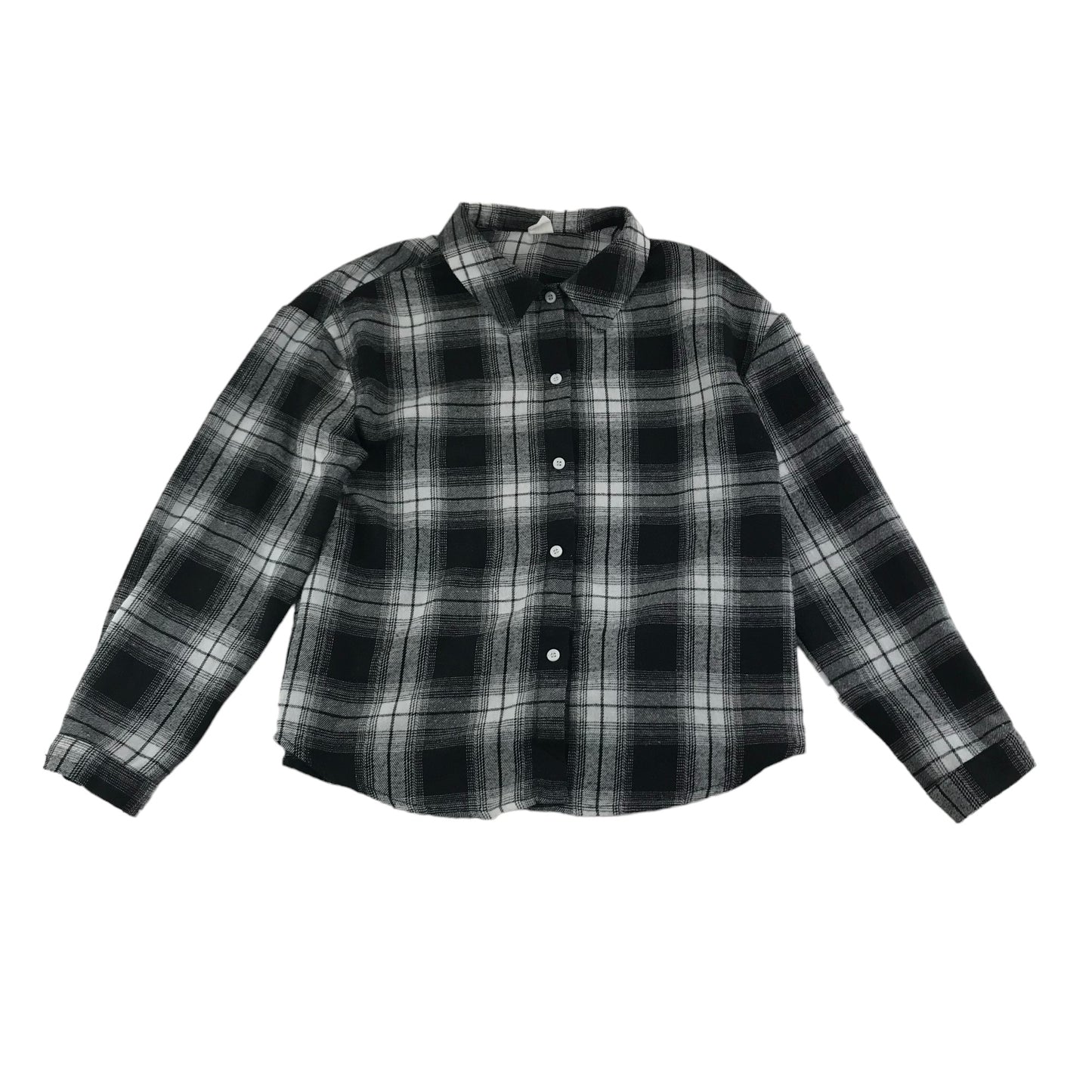 Shein Shirt Age 10 Black White Grey Check Button Up