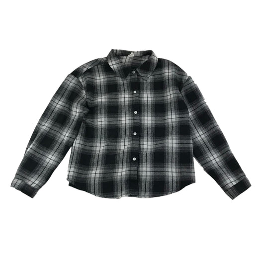 Shein Shirt Age 10 Black White Grey Check Button Up