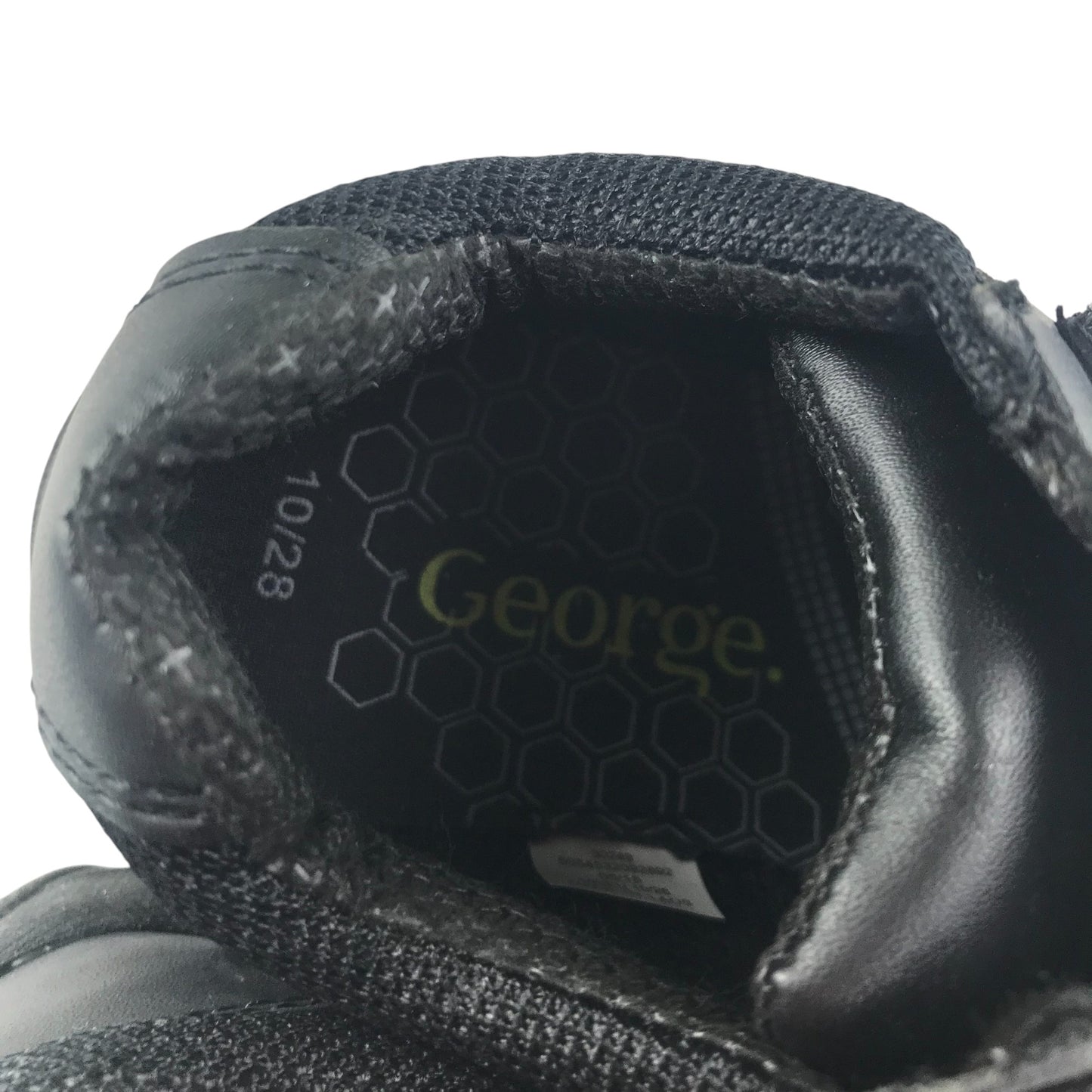 George school shoes shoe size 10 junior black trainer style with hook and loop straps