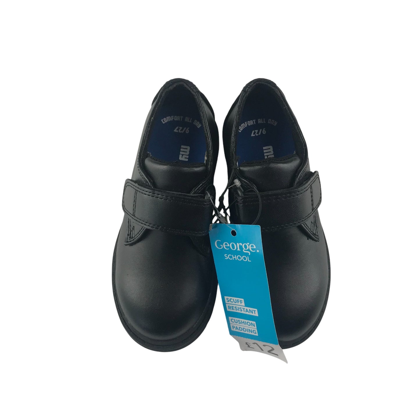 George school shoes shoe size 9 junior black with hook and loop strap