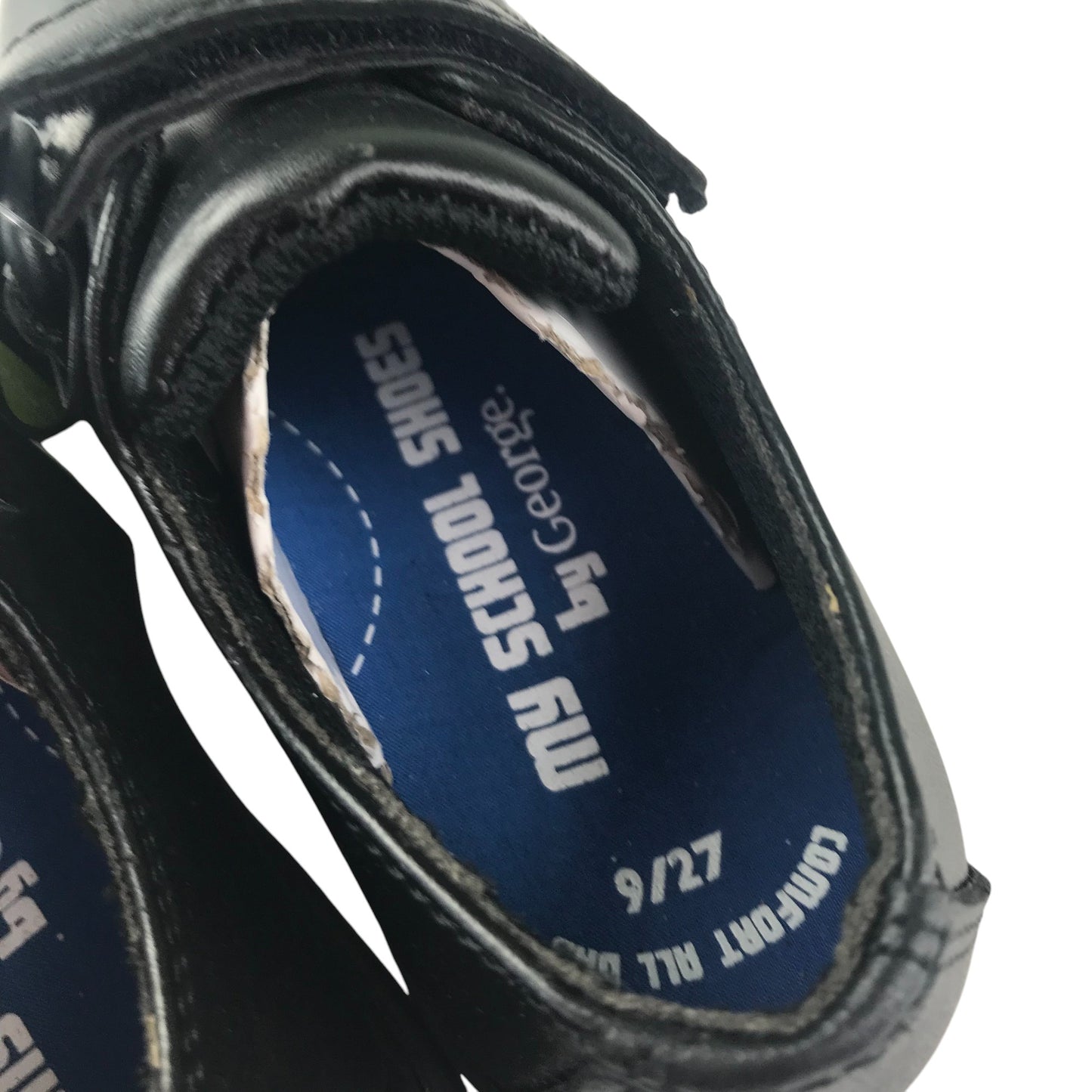 George school shoes shoe size 9 junior black with hook and loop strap